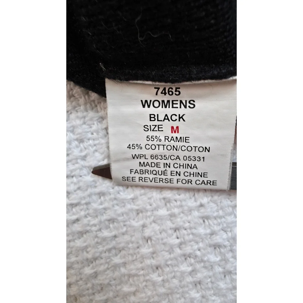 Woolrich Zip Up Sweater Womens M Black Floral Embroidered Excellent
